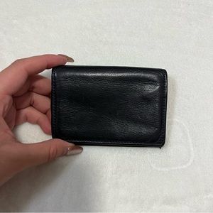 MUNDI NAPPA COWHIDE LEATHER CARD HOLDER IN BLACK